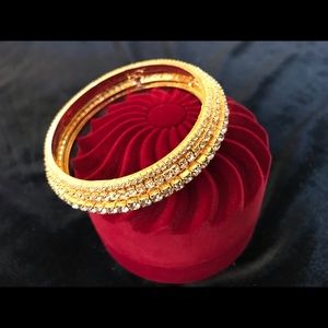 Gold accent and white crystal bangles new
